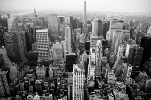 Aerial view of New York City skyline for Brooklyn drone services