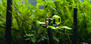 A high-performance FPV drone in action