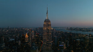 Aerial drone photography of the Empire State Building in NYC
