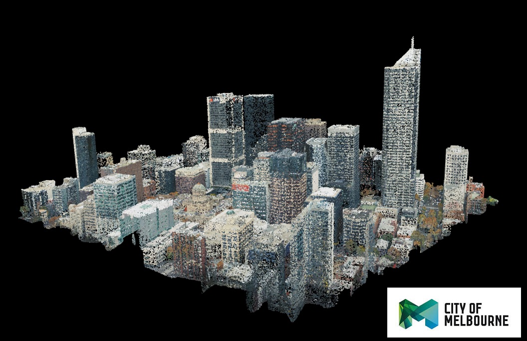 Textured 3D model of a building generated from drone imagery